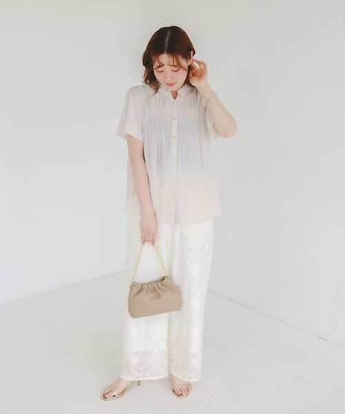 le.coeur blanc（ルクールブラン）の「《手洗い可能》パッチワーク風レースイージーパンツ（その他パンツ・レディース・オフホワイト/ブラック・38）」の18枚目の写真