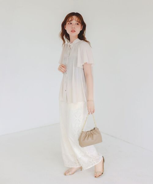 le.coeur blanc（ルクールブラン）の「《手洗い可能》パッチワーク風レースイージーパンツ（その他パンツ・レディース・オフホワイト/ブラック・38）」の19枚目の写真