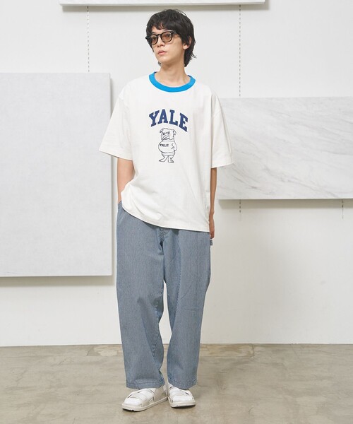 J.PRESS YORK STREET（ジェイプレスヨークストリート）の「【UNISEX】YALEアーチロゴ Tシャツ（Tシャツ/カットソー・メンズ・ホワイト系/ネイビー系/イエロー系・SMALL/MEDIUM/LARGE）」の4枚目の写真
