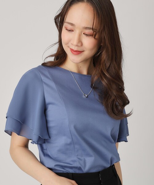 COUP DE CHANCE(クードシャンス)の「【洗える/日本製】異素材組合せのジャージートップス(Tシャツ/カットソー・レディース・ブラック/ホワイト/ベージュ/オレンジ/ブルー系その他・34/36/38/40)」の5枚目の写真