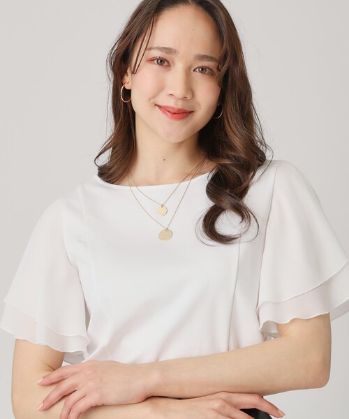 COUP DE CHANCE(クードシャンス)の「【洗える/日本製】異素材組合せのジャージートップス(Tシャツ/カットソー・レディース・ブラック/ホワイト/ベージュ/オレンジ/ブルー系その他・34/36/38/40)」の2枚目の写真