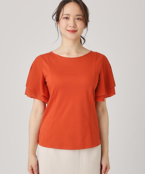 COUP DE CHANCE(クードシャンス)の「【洗える/日本製】異素材組合せのジャージートップス(Tシャツ/カットソー・レディース・ブラック/ホワイト/ベージュ/オレンジ/ブルー系その他・34/36/38/40)」の10枚目の写真