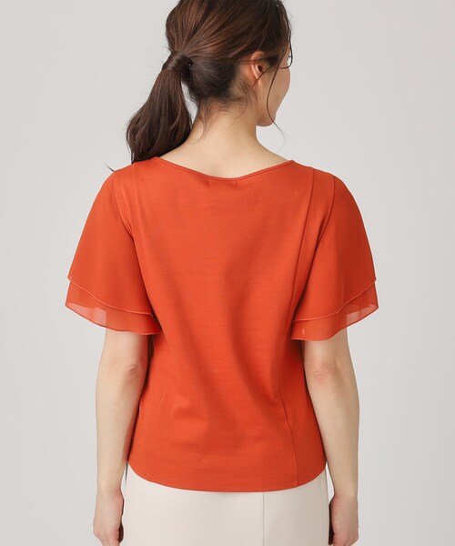 COUP DE CHANCE(クードシャンス)の「【洗える/日本製】異素材組合せのジャージートップス(Tシャツ/カットソー・レディース・ブラック/ホワイト/ベージュ/オレンジ/ブルー系その他・34/36/38/40)」の12枚目の写真