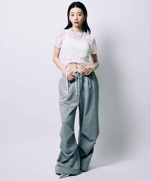 led.tokyo（レッドトウキョウ）の「【led.tokyo】TUCK SWEAT PANTS/タックスウェットパンツ（スウェットパンツ・レディース・グレー/ブラック・1/2）」の9枚目の写真