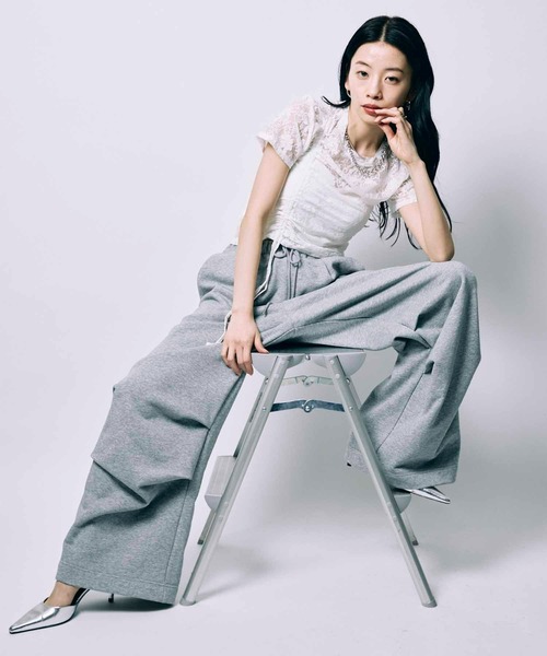 led.tokyo（レッドトウキョウ）の「【led.tokyo】TUCK SWEAT PANTS/タックスウェットパンツ（スウェットパンツ・レディース・グレー/ブラック・1/2）」の10枚目の写真