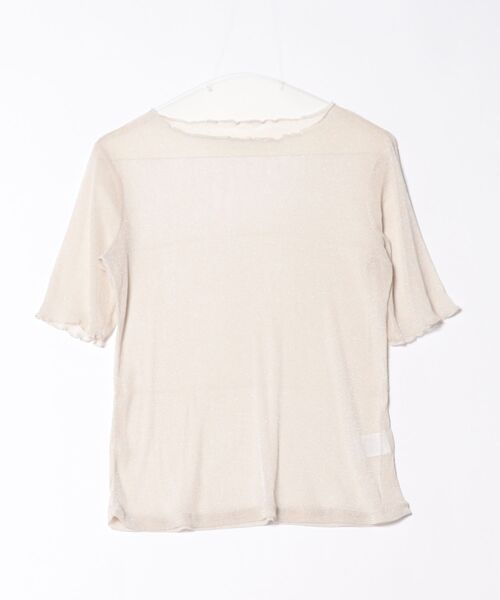TRIANGLE PALETTE（トライアングルパレット）の「シアーラメ ボートネック半袖トップス /五分袖（Tシャツ/カットソー・レディース・ブラック/グレー/アイボリー・FREE）」の4枚目の写真