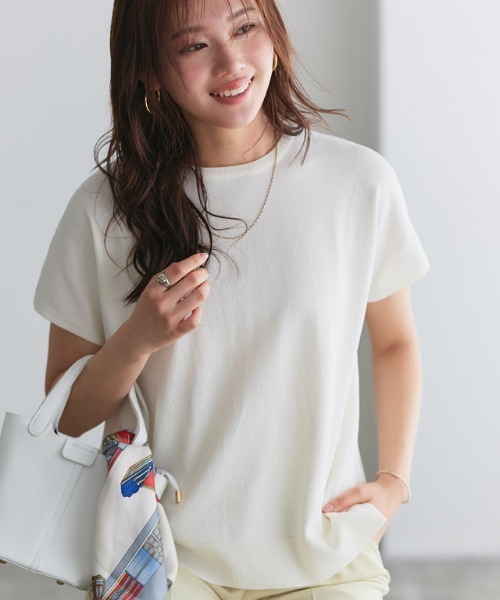 ENFOLD◆ニット・セーター(薄手)/38/コットン/ホワイト/300FS870-1140 CRAFT Crew Knit（ニット/セーター）｜ENFOLD（エンフォルド）の