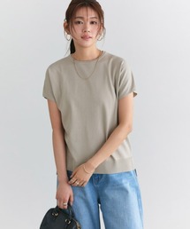 接触冷感/ウォッシャブル フレンチスリーブニット