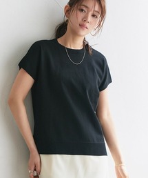 接触冷感/ウォッシャブル フレンチスリーブニット
