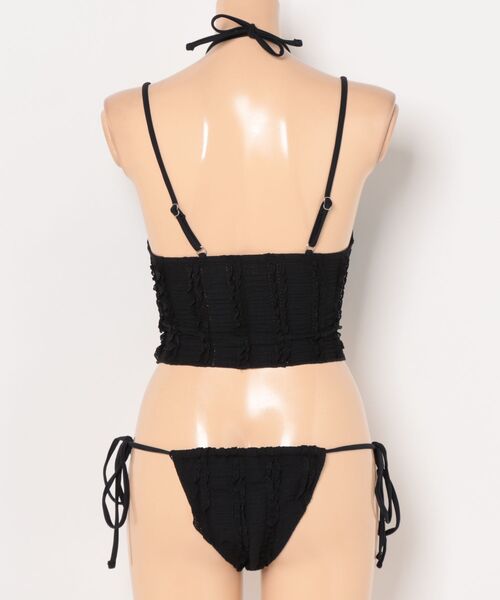 Lace Ladies（レースレディース）の「【3点セット】ビスチェ風 フリル パレオ付き ビキニ 水着（水着・レディース・ピンク/ブルー/ブラック・M/L/XL）」の7枚目の写真