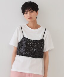 OPAQUE.CLIP | 《ツインセット》スパンコールキャミ×Tシャツ【洗濯機洗い可】(その他トップス)