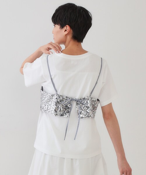 OPAQUE.CLIP（オペークドットクリップ）の「《ツインセット》スパンコールキャミ×Tシャツ【洗濯機洗い可】（その他トップス・レディース・ネイビー/ブラック/シルバー・00）」の5枚目の写真