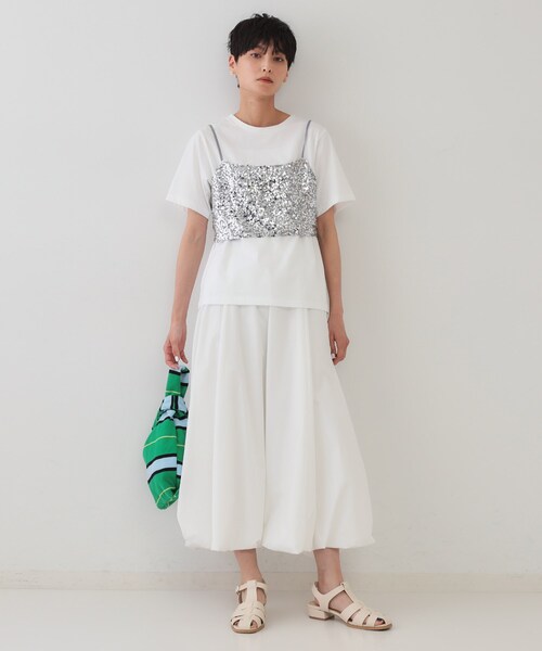 OPAQUE.CLIP（オペークドットクリップ）の「《ツインセット》スパンコールキャミ×Tシャツ【洗濯機洗い可】（その他トップス・レディース・ネイビー/ブラック/シルバー・00）」の7枚目の写真