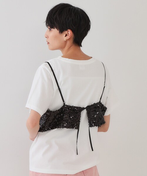 OPAQUE.CLIP（オペークドットクリップ）の「《ツインセット》スパンコールキャミ×Tシャツ【洗濯機洗い可】（その他トップス・レディース・ネイビー/ブラック/シルバー・00）」の10枚目の写真