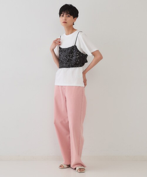 OPAQUE.CLIP（オペークドットクリップ）の「《ツインセット》スパンコールキャミ×Tシャツ【洗濯機洗い可】（その他トップス・レディース・ネイビー/ブラック/シルバー・00）」の11枚目の写真