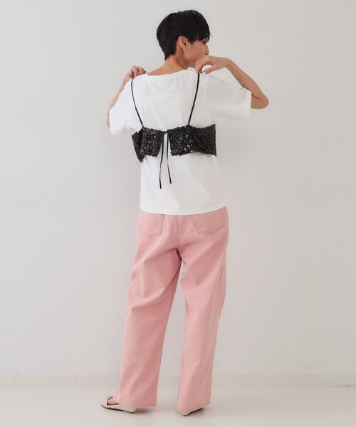 OPAQUE.CLIP（オペークドットクリップ）の「《ツインセット》スパンコールキャミ×Tシャツ【洗濯機洗い可】（その他トップス・レディース・ネイビー/ブラック/シルバー・00）」の12枚目の写真