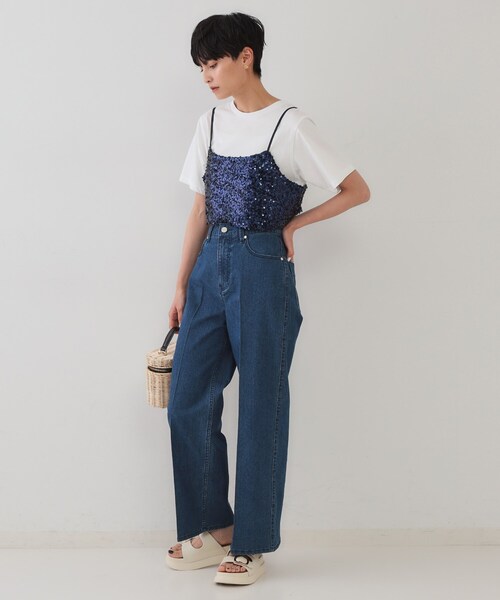 OPAQUE.CLIP（オペークドットクリップ）の「《ツインセット》スパンコールキャミ×Tシャツ【洗濯機洗い可】（その他トップス・レディース・ネイビー/ブラック/シルバー・00）」の15枚目の写真