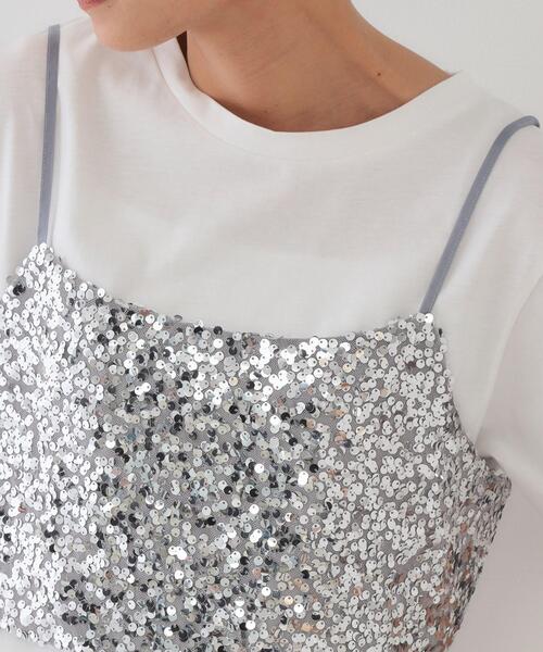OPAQUE.CLIP（オペークドットクリップ）の「《ツインセット》スパンコールキャミ×Tシャツ【洗濯機洗い可】（その他トップス・レディース・ネイビー/ブラック/シルバー・00）」の21枚目の写真