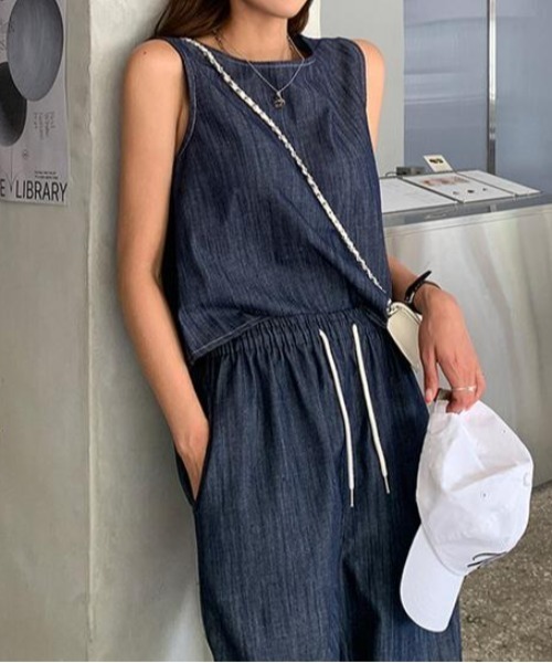 FAVORITO(ファヴォリート)の「袖なしベストワイドレッグセットアップ(セットアップ・レディース・ブルー・F)」の14枚目の写真