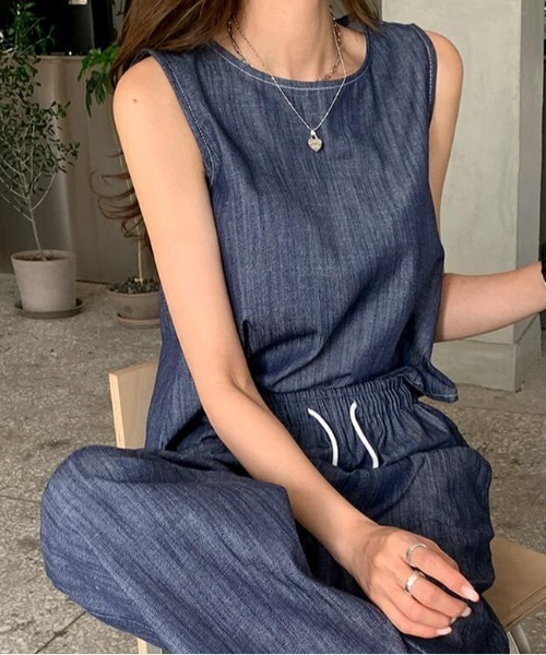 FAVORITO(ファヴォリート)の「袖なしベストワイドレッグセットアップ(セットアップ・レディース・ブルー・F)」の17枚目の写真