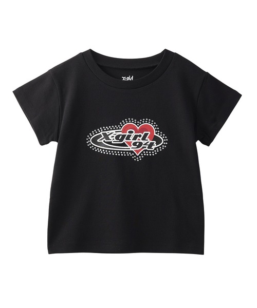 X-girl（エックスガール）の「PLANET HEART LOGO S/S BABY TEE（Tシャツ/カットソー・レディース・ブラック/ホワイト・S/M）」の10枚目の写真