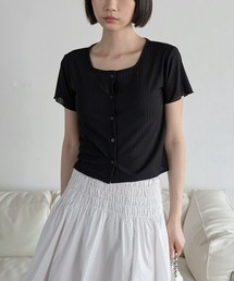 黒カーディガン トップス　カットソー　Tシャツ ニット 透かしトッパーカーディガン ブラック レディース(M