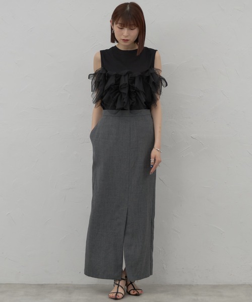 leimn(レイムン)の「チュールフリルタンク(Tシャツ/カットソー・レディース・ホワイト/ブラック・M)」の15枚目の写真