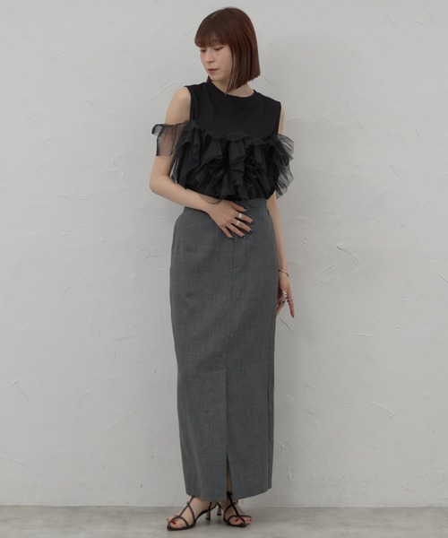leimn(レイムン)の「チュールフリルタンク(Tシャツ/カットソー・レディース・ホワイト/ブラック・M)」の17枚目の写真