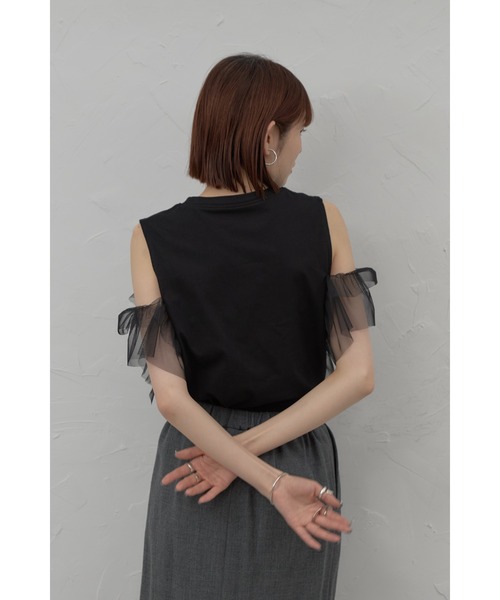 leimn(レイムン)の「チュールフリルタンク(Tシャツ/カットソー・レディース・ホワイト/ブラック・M)」の14枚目の写真