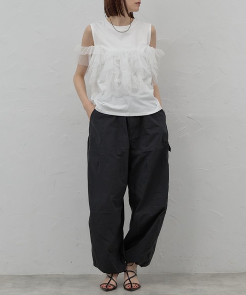 leimn(レイムン)の「チュールフリルタンク(Tシャツ/カットソー・レディース・ホワイト/ブラック・M)」の7枚目の写真
