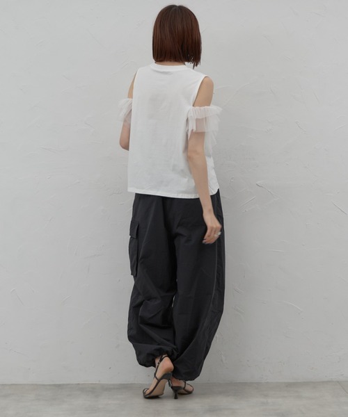 leimn(レイムン)の「チュールフリルタンク(Tシャツ/カットソー・レディース・ホワイト/ブラック・M)」の9枚目の写真