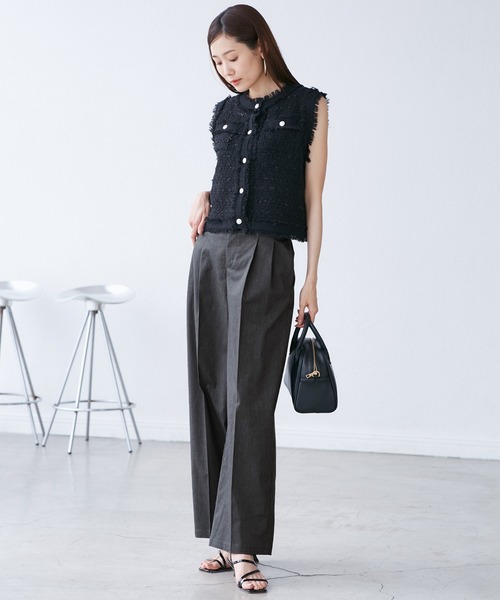 ROPE' PICNIC(ロペピクニック)の「【UVカット・接触冷感】タックチノワイドパンツ(チノパンツ・レディース・ベージュ/グレー・38/36)」の4枚目の写真