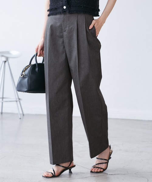 ROPE' PICNIC(ロペピクニック)の「【UVカット・接触冷感】タックチノワイドパンツ(チノパンツ・レディース・ベージュ/グレー・38/36)」の6枚目の写真
