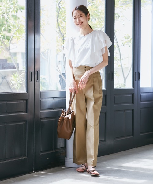 ROPE' PICNIC(ロペピクニック)の「【UVカット・接触冷感】タックチノワイドパンツ(チノパンツ・レディース・ベージュ/グレー・38/36)」の10枚目の写真