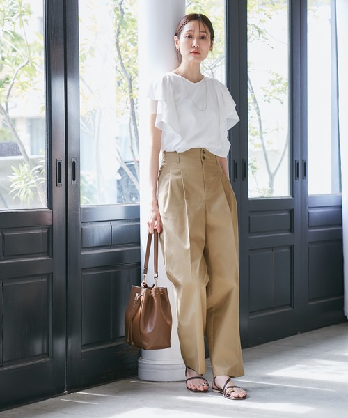 ROPE' PICNIC(ロペピクニック)の「【UVカット・接触冷感】タックチノワイドパンツ(チノパンツ・レディース・ベージュ/グレー・38/36)」の11枚目の写真