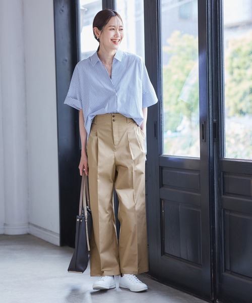 ROPE' PICNIC(ロペピクニック)の「【UVカット・接触冷感】タックチノワイドパンツ(チノパンツ・レディース・ベージュ/グレー・38/36)」の14枚目の写真