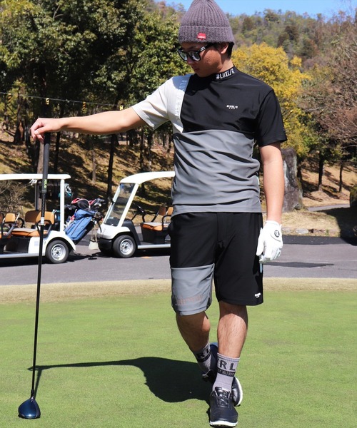 LUXE/R GOLF(ラグジュ ゴルフ)の「(RM)【LUXE/R GOLF】COOL & DRY ストレッチ スムース カラーブロック モックネック Tシャツ(Tシャツ/カットソー・メンズ・ブラック系・L/XL/M)」の14枚目の写真