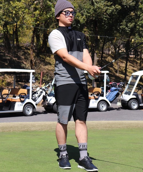 LUXE/R GOLF(ラグジュ ゴルフ)の「(RM)【LUXE/R GOLF】COOL & DRY ストレッチ スムース カラーブロック モックネック Tシャツ(Tシャツ/カットソー・メンズ・ブラック系・L/XL/M)」の11枚目の写真