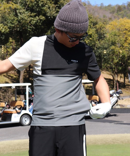 LUXE/R GOLF(ラグジュ ゴルフ)の「(RM)【LUXE/R GOLF】COOL & DRY ストレッチ スムース カラーブロック モックネック Tシャツ(Tシャツ/カットソー・メンズ・ブラック系・L/XL/M)」の15枚目の写真