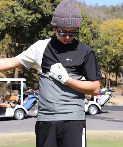 LUXE/R GOLF(ラグジュ ゴルフ)の「(RM)【LUXE/R GOLF】COOL & DRY ストレッチ スムース カラーブロック モックネック Tシャツ(Tシャツ/カットソー・メンズ・ブラック系・L/XL/M)」の16枚目の写真
