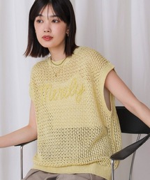 ミックスカラーロゴメッシュニット