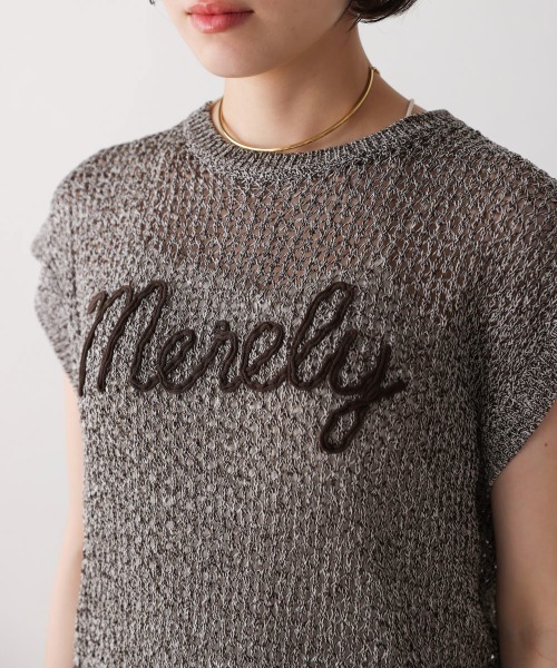 Bou Jeloud（ブージュルード）の「ミックスカラーロゴメッシュニット（ニット/セーター・レディース・イエロー/ブラウン・FREE）」の13枚目の写真