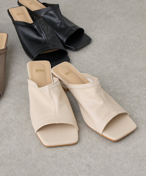 Jena espace merveilleux（ジェナ　エスパスメルヴェイユ）の「スクエアトゥヒールミュール（サンダル・レディース・ブラック/アイボリー/ブラウン・MEDIUM/SMALL）」の7枚目の写真