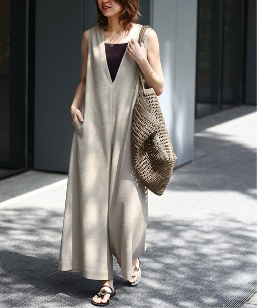 JOURNAL STANDARD relume（ジャーナルスタンダード　レリューム）の「《追加》【MULTI FUNC+】UVカット / 接触冷感 / ストレッチ オールインワン（つなぎ/オールインワン・レディース・ベージュ/カーキ・36/38）」の4枚目の写真