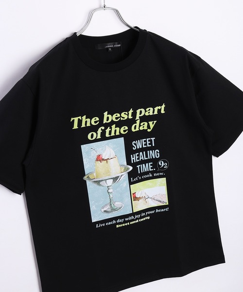 セール】レトロ イラストプリント 半袖Tシャツ オーバーサイズ 喫茶店 