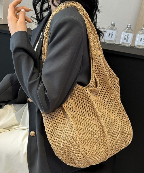 Per sist ence(パーシエンス)の「たっぷり入るメッシュトート(トートバッグ・レディース・オフホワイト/ベージュ/レッド/ブラック・ONE SIZE)」の12枚目の写真