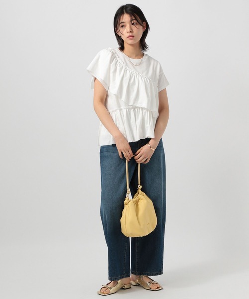 BAYFLOW（ベイフロー）の「[ヴィンテージライク]ピグメントフリルＴ（Tシャツ/カットソー・レディース・オフホワイト/ブラウン/チャコール・FREE）」の4枚目の写真