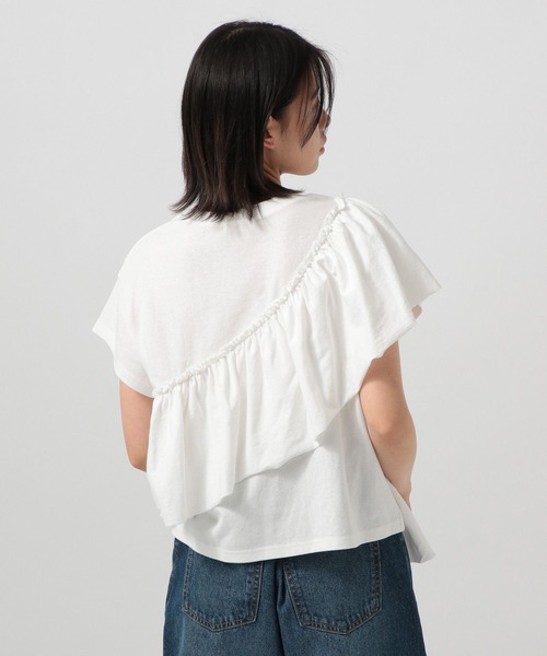 BAYFLOW（ベイフロー）の「[ヴィンテージライク]ピグメントフリルＴ（Tシャツ/カットソー・レディース・オフホワイト/ブラウン/チャコール・FREE）」の5枚目の写真