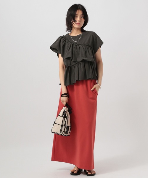 BAYFLOW（ベイフロー）の「[ヴィンテージライク]ピグメントフリルＴ（Tシャツ/カットソー・レディース・オフホワイト/ブラウン/チャコール・FREE）」の6枚目の写真