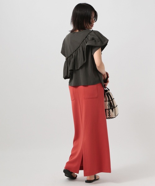 BAYFLOW（ベイフロー）の「[ヴィンテージライク]ピグメントフリルＴ（Tシャツ/カットソー・レディース・オフホワイト/ブラウン/チャコール・FREE）」の7枚目の写真